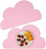 Merkloos Relaxdays Placemat Baby - Set van 2 - Antislip - Siliconen - 47,5x26,5 cm - Onderlegger Kinderen - Roze