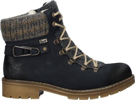 Rieker Dames Enkellaarzen - Blauw - Maat 40 - Imitatieleer - Herfst/Winter 2024