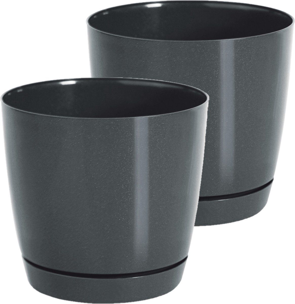 Prosperplast Plantenpotten Set - Rond - Antraciet Grijs - Ø15.5cm - Kunststof - 2 Stuks