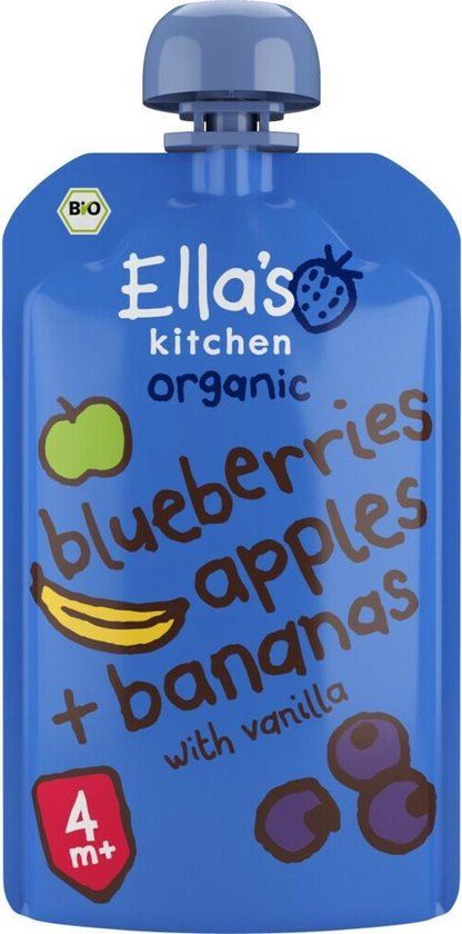 Ella's Kitchen Knijpzakje 4+ m Blauwe Bes, Appel, Banaan 120 gr