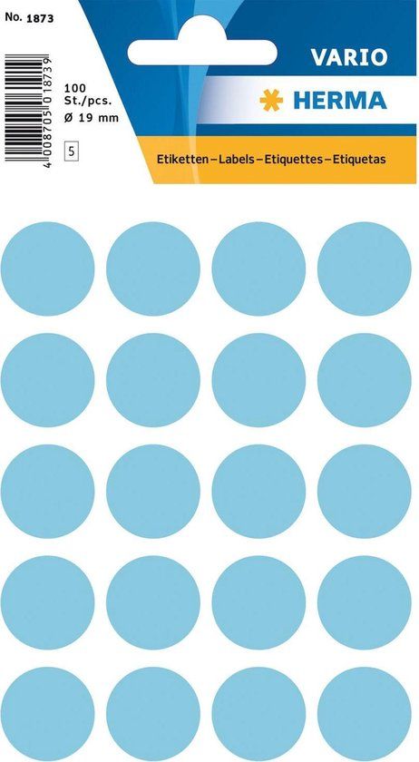 Merkloos Herma 1873 Etiket Rond 19mm Blauw