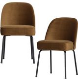 WOOOD Vogue Eetkamerstoelen - Velvet Stof - Honinggeel - Set van 2