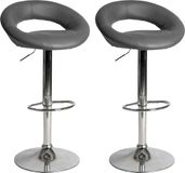 Urban Living WE LOVE Set van 2 Grijze PU-Barkrukken