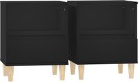 vidaXL Nachtkastjes 2 stuks 40x35x50 cm Zwart