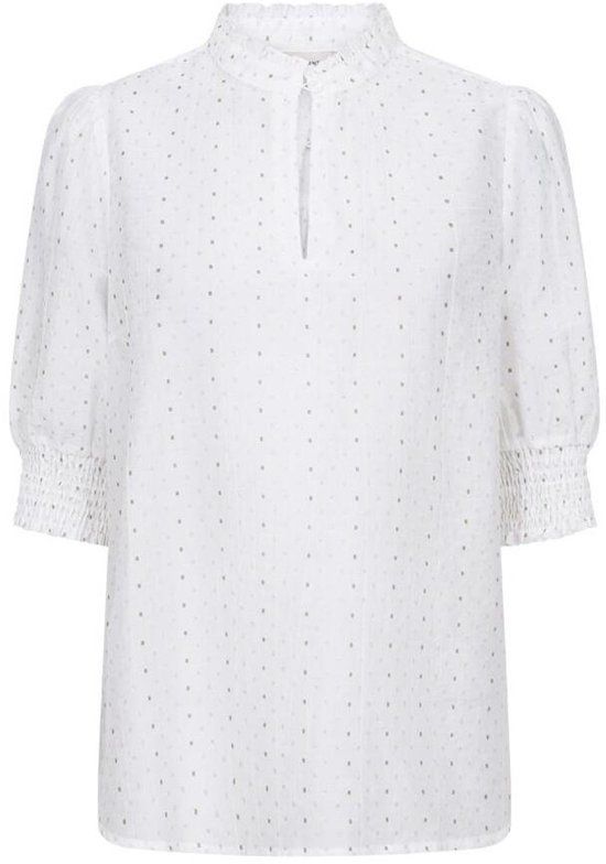 Freequent Blouse FQflory 208002 Wit Driekwart Mouw Ronde Hals Katoen/Polyester Regular Fit