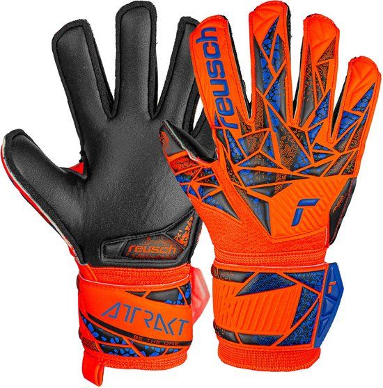 Reusch Attrakt Silver Junior Keepershandschoenen - Maat 4 - Oranje/Blauw/Zwart