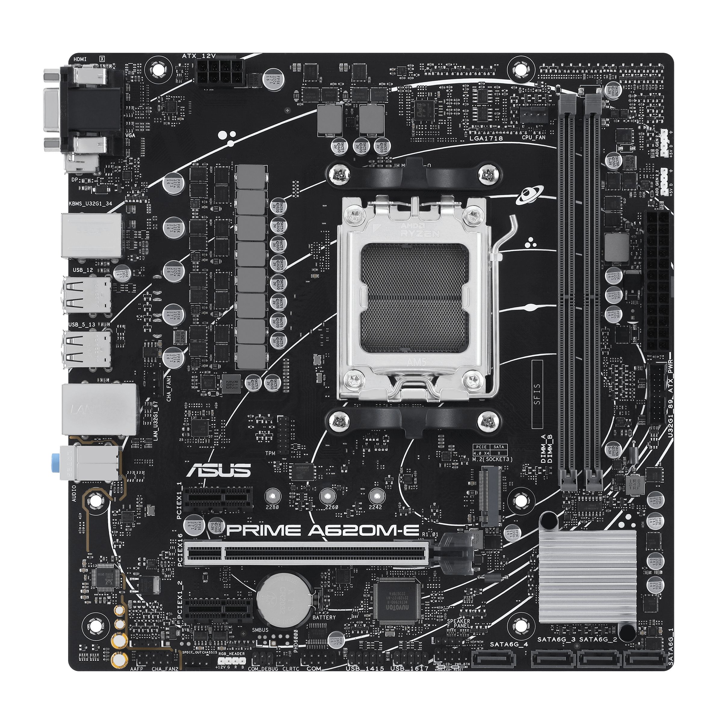 ASUS PRIME A620M-E-CSM Motherboard - AMD A620, Socket AM5, DDR5, Micro ATX