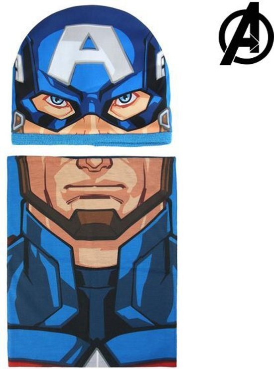 Bigbuy MUTS EN NEKWARMER THE AVENGERS blauw