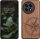 kwmobile hoesje geschikt voor OnePlus 13R - Hoesje met bumper - hout - In donkerbruin Vintage Kompas design