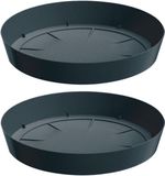Prosperplast Soucoupe pour pot de fleurs/pot de plantes - 3x - anthracite - rond - Dia 15,5 cm