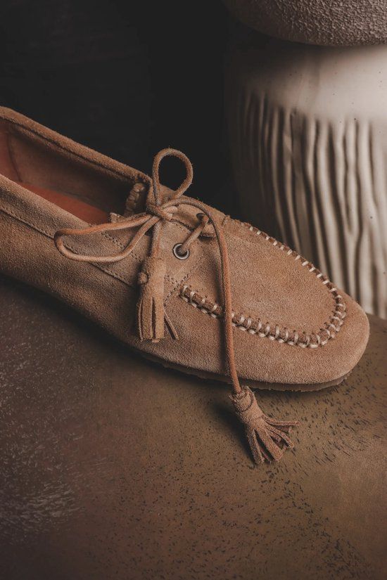Shabbies Amsterdam beige leather boat shoes