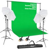 EMART Fotografie Achtergrond Continue Paraplu Studio Verlichting Kit, Mousseline Chromakey Groen Scherm en Achtergrond Stand Ondersteuning Systeem voor Foto Video Shoot