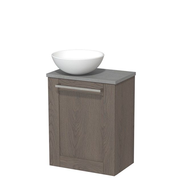 Maxaro Modulo Toiletmeubel 41 cm Donkerbruin Eiken Kader - Lichtgrijs Beton Blad