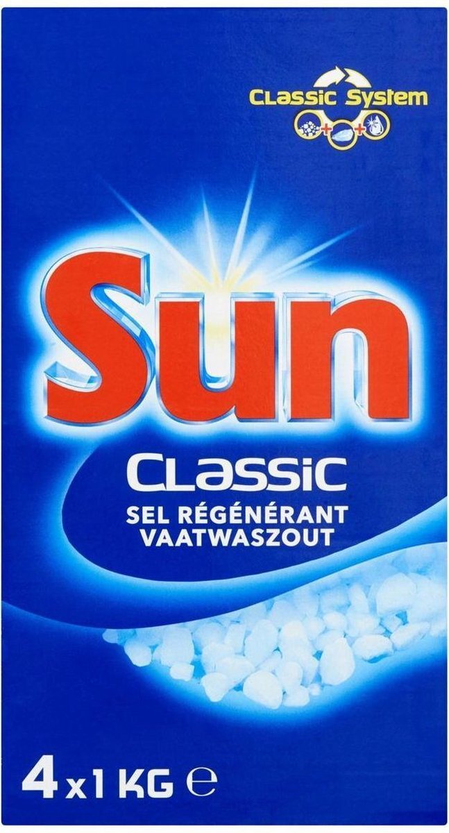 Sun vaatwas zout 4 x 1kg | vaatwasserzout | korrels | voorkomt kalkafzetting | Promo verpakking