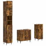 vidaXL - 3-delig - badkamerkast - set - ZWOLLE - Gerookt - eiken - Bewerkt - hout
