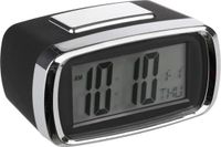 Atmosphera horloge de table/réveil Snooze - noir/argent - plastique - 10 x 6 cm - Numérique/LED - alimentation par piles