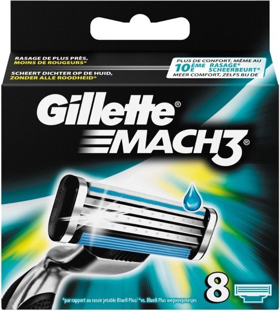 Gillette Mach3 - Scheermesjes - 8 Stuks - Blauw
