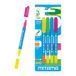 Mitama Fluo Twice Markeerstiften met dubbele punt, neonkleuren, 4 stuks, verschillende kleuren, lengte 12,5 cm, school, markeerstiften