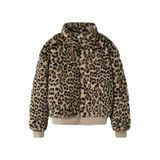 NAME IT KIDS faux fur jas met panterprint - beige