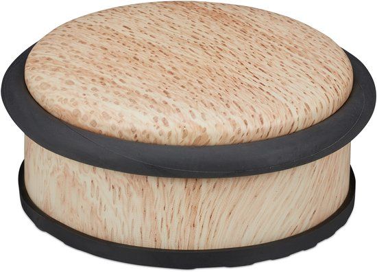 Merkloos Relaxdays deurstopper binnen - 5 x 10,5 cm - rvs - rubber - houtlook