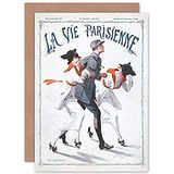 Artery8 La Vie Parijsienne Soldier Two Women WW1 Magazine Cover Sealed Greeting Card Plus Envelope Blank Inside