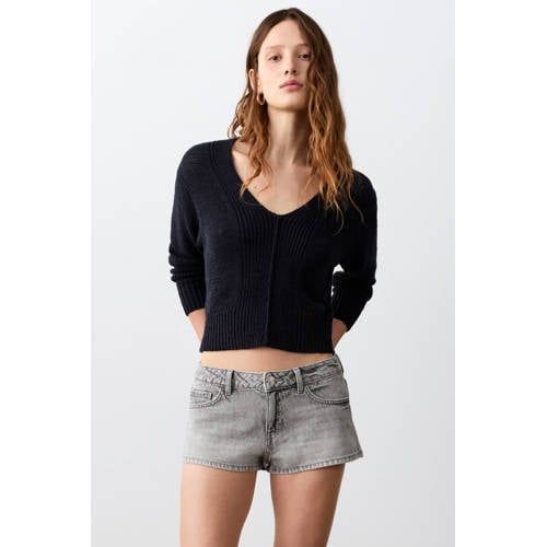 MANGO TEEN low waist short grey denim