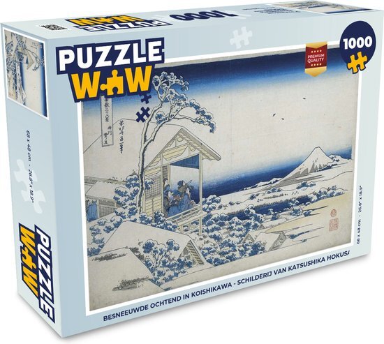 MuchoWow Puzzel Besneeuwde ochtend in Koishikawa - Schilderij van Katsushika Hokusai - Legpuzzel - Puzzel 1000 stukjes volwassenen