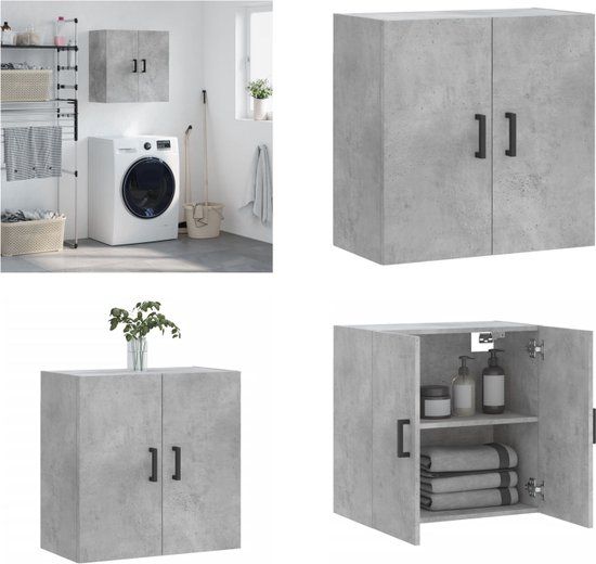 vidaXL Wandkast - 60x31x60 cm - Bewerkt Hout - Betongrijs