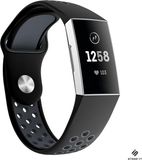 Strap-it Fitbit Charge 3 sport bandje - zwart-grijs - Maat: S