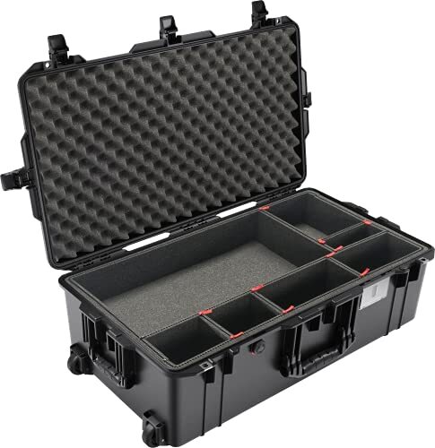 Peli 1615 Air lichte waterdichte trolley voor camera apparatuur, water- en stofdicht, 71L volume, gemaakt in de VS, met TrekPak indelingssysteem (aanpasbaar), kleur: zwart