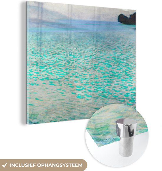 MuchoWow® Glass Painting 50x50 cm - Acrylic Glass Painting - On lake Attersee - Gustav Klimt - Photo on Glass - Paintings
