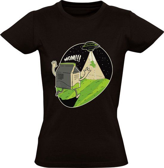 Koe ontvoerende aliens Dames T-shirt - Zwart - S