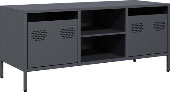 vidaXL Tv-meubel 101,5x39x43,5 cm koudgewalst staal antracietkleurig