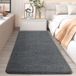 Bol Tapis shaggy, chambre à coucher, tapis de sol lavable, tapis de lit antidérapant shaggy, chambre à coucher, intérieur de salon, décoration de tapis de sol (50 x 120 cm, gris)