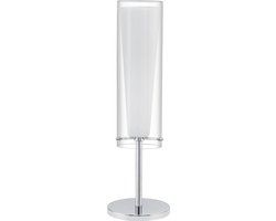 Eglo Pinto - Tafellamp - 1 Lichts - Ø110mm - Chroom - E27 - Wit