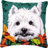 Vervaco Kruissteekkussen kit - Westie tussen herfstbladeren - PN-0170288