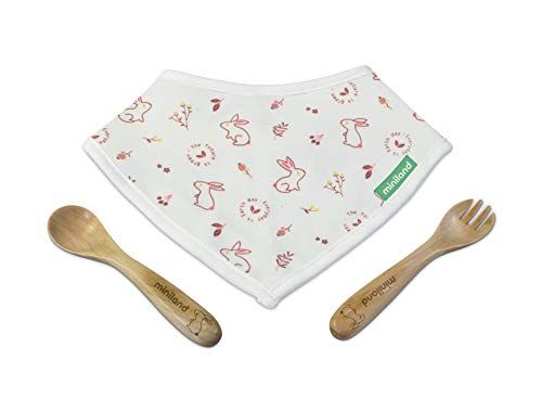 Miniland Bestekset met slabbetje naturel picneat orange - 8413082893170