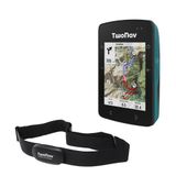 TwoNav Roc + Borsthartslagmeter, GPS-fietscomputer met 2,7-inch scherm voor MTB, fietsen, gravel, bikepacking inclusief kaarten. Kleur Turkoois