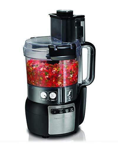 Hamilton Beach Big Mouth 2.2 L Stack & Snap Food Processor & Vegetable Chopper, Grote Voedseltrechter, Roestvrij Staal (70720G-CE)