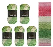 Wollbiene Summer Touch Batik 5 x 100 gram wol meerkleurig met kleurverloop, 500 gram gemerceriseerde breiwol microvezel-acryl (502 groen koraal)