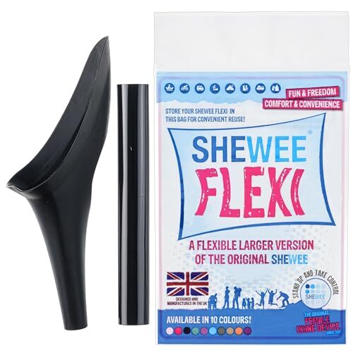 SHEWEE SHEWEE Flexi - Herbruikbare plas trechter - Een flexibele, grotere versie van het originele urineapparaat voor vrouwen sinds 1999! Snel, gemakkelijk en discreet, we staan op. Wordt geleverd met een verlengpijp (Zwart)