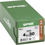 SPAX Universele schroef, 4,5 x 30 mm, 1000 stuks, Voldraad, Verzonken kop, T-STAR plus T20, 4CUT, WIROX