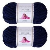 Utopia Crafts Cuddle Super Chunky Chenille Soft Yarn for Knitting and Crochet 2x 100g (Midnight Blue)