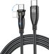 DrPhone ProCharge C2C Ultra – 0.5M 100W USB-C Naar USB-C Kabel - Power Delivery - Lader en Datatransmissie - 180° Rotatie - LED Indicator – Zwart