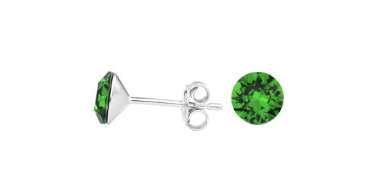 ARLIZI 1558 Oorbellen Swarovski Kristal - Dames - 925 Sterling Zilver - 6 mm - Groen