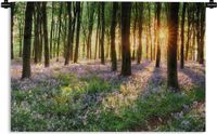 1001Tapestries Wandkleed - Bos - Bloemen - Lavendel - Zon - Paars - Natuur - 150x100 cm - Katoen - 1001Tapestries