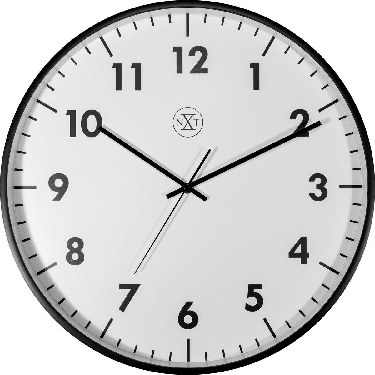 nXt Panda nXt Wandklok STIL UURWERK 40cm kunststof zwart, witte wijzerplaat. NX-7317-V2