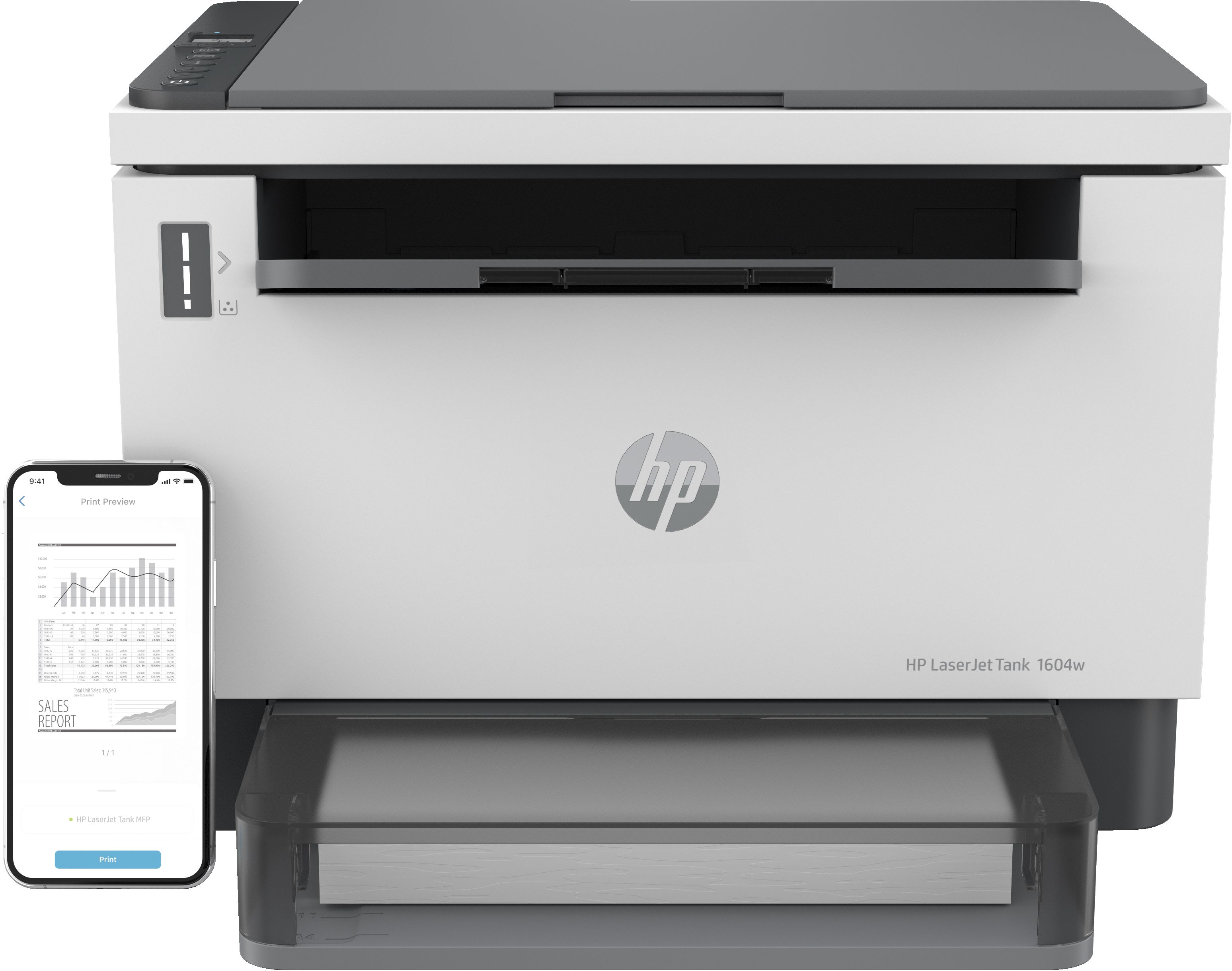 HP LaserJet Tank MFP 1604w - Multifunctionele printer - Zwart-wit - Laser - A4 - 22 ppm - WiFi - USB