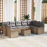 vidaXL Tuinbank Set Beige Polyrattan