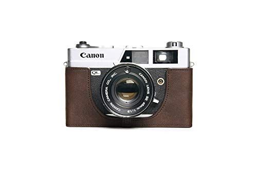 TP Original Handgemaakte Echt Lederen Half Camera Case Tas Cover voor CANON Canonet QL17 QL19 - Koffie kleur
